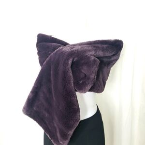 Georges Rech Paris plum purple/brown faux fur scarf shawl